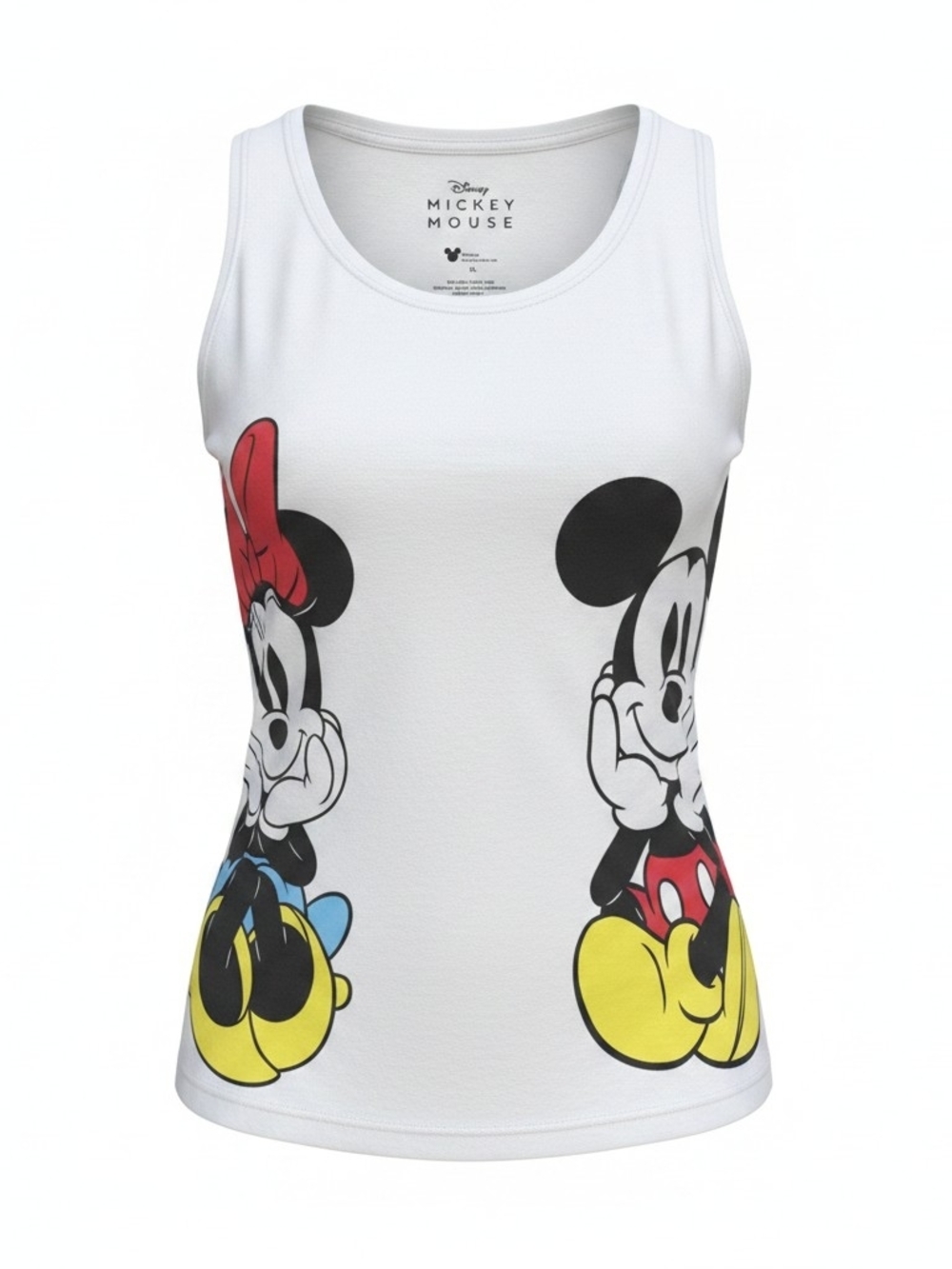 Disney Mickey Mouse Womens Tank Top XL White Graphic Sleeveless Cartoon Shirt